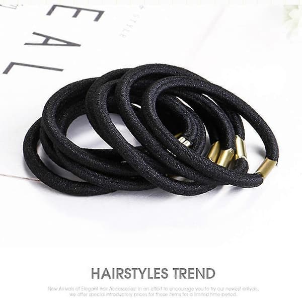 100 stk. Sort Elastisk Hårbånd Pige Kvinder Mode Hårtilbehør Hår Scrunchie
