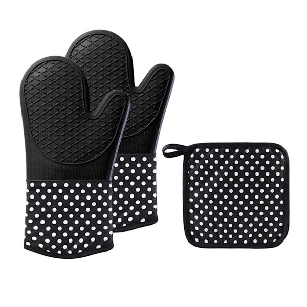 3-pack Ugnsvantar, Värmebeständiga Halksäkra Silikonugnsvantar