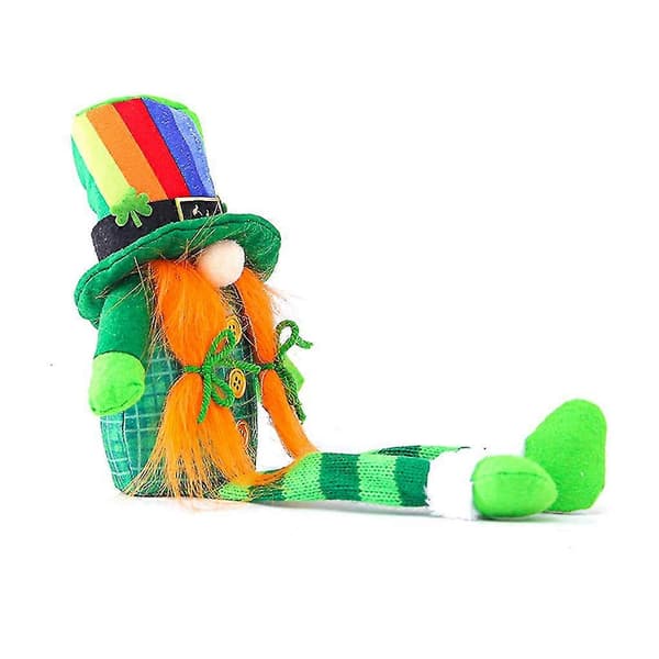 St. Patricks Dag Leprechaun Legetøj Plysdukke Husholdningspynt Held rainbow hat long leg