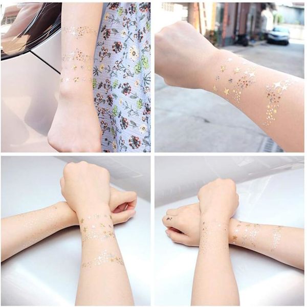 2 kpl Kasvojen Tattoo-Tarrat Metalliset Tattoo-Tarrat Flash