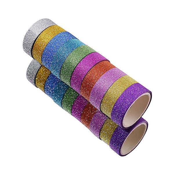 40 Rullaa Glitter-Teippiä Tarroja Paperi Liima-Teippiä DIY Koristeellinen Etiketti Käsityö Toimistoon Kouluun