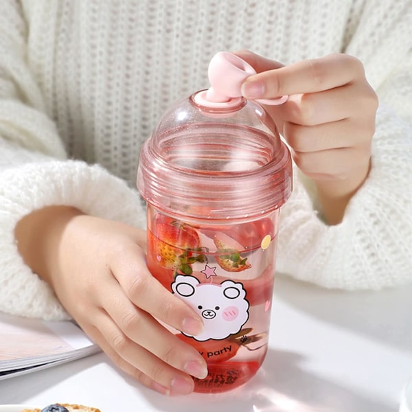 Bubbeltekopps, 560ML Återanvändbara Dryckeskoppar med Lock och Sugrör,