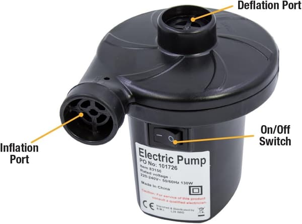Elektrisk luftpumpe / Pumper opp eller tømmer oppblåsbare madrasser, p