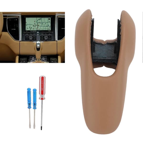 Gear Shift Knob Cover Trim Bilinteriørtilbehør Udskiftning til Macan Panamera 718 911 Boxster Cayman Luxor Beige