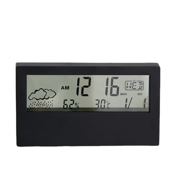 Svart digital vekkerklokke, reise digital vekkerklokke, dato, kalender
