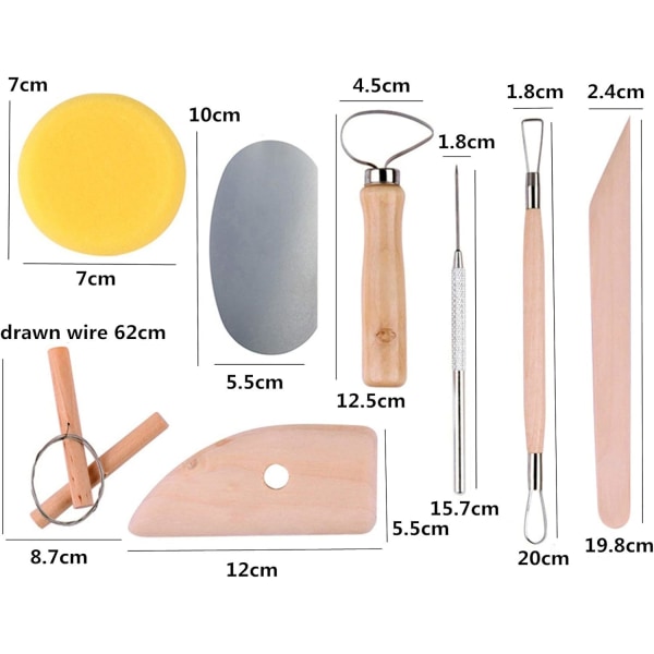 61stk keramikkskulpturverktøysett, polymerleiremodelleringsverktøy fo