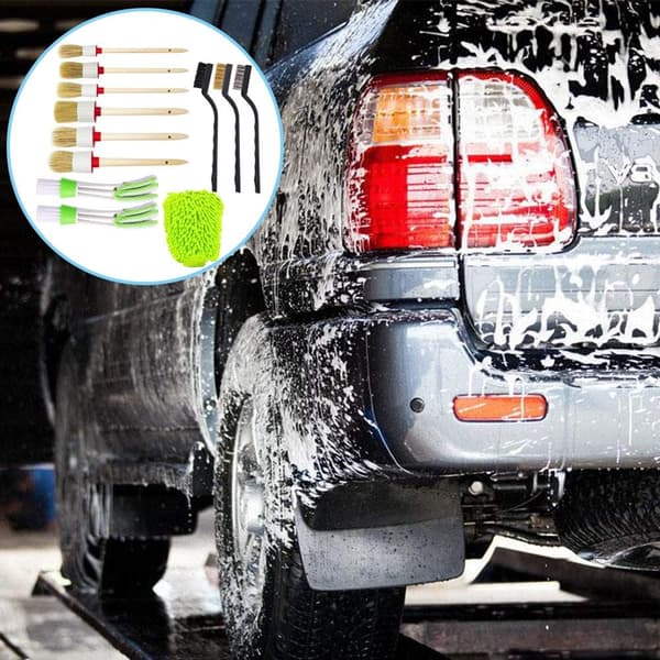 12 kpl Auton Detailointiharjaa, 6 Vanteenpuhdistusharjaa Autonpuhdistus