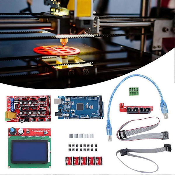 3D Printer Kit med til Mega 2560 Board til RAMPS 1.4 Controller 12864 LCD A4988 Driver