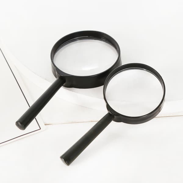 Bærbar lille forstørrelsesglas 2 stk. (diameter 60 mm, sort)