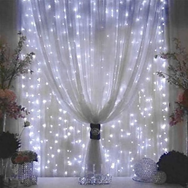 300 LED Gardinlys, USB Vinduslys, 3m x 3m 8 Moduser Fjernkontroll