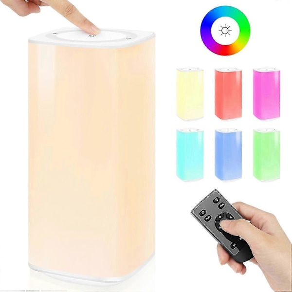 Fjärrkontroll touch nattlampa klapp bordslampa sovrum sänglampa kreativ färgstark atmosfär la