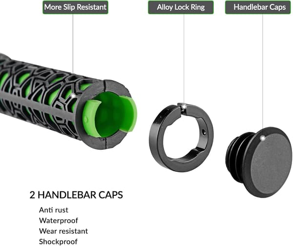 1 Par MTB Styrehandtag, acex Ergonomiskt Cykelhandtag 2 Slutkåpor,