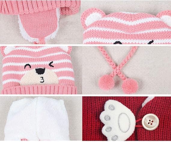 Børne Vinter Baby Hat + Sød Varmt Halstørklæde Beanie Hat Uld Hæklet
