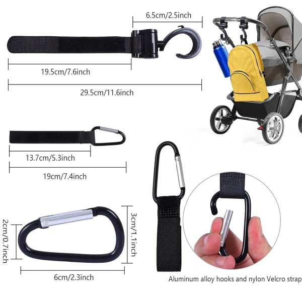 8 stk Stroller Hook Stroller Bag Hook 2 slags Mommy Buggy Clips B