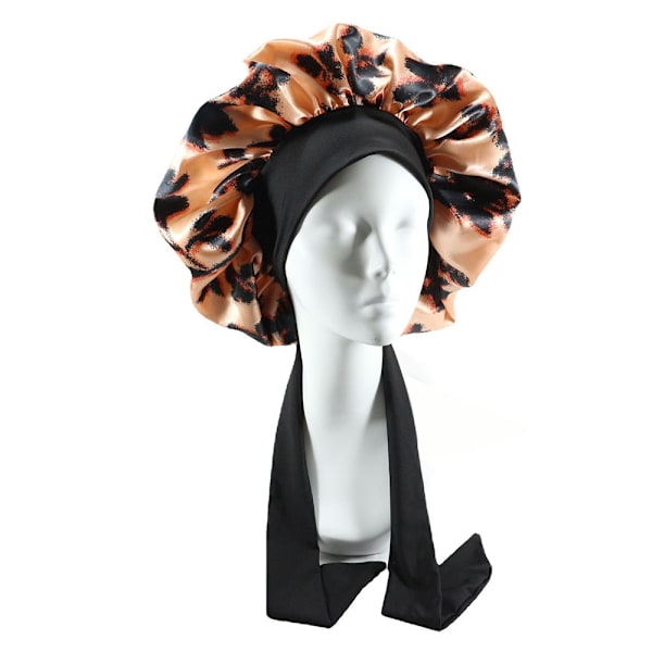 2 stycken elastiska band tryckta satin nattmössa rosett