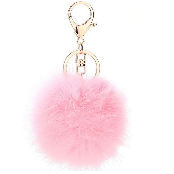 1 stk (Hvit) Kvast Nøkkelring Fluffy Faux Pompoms Nøkkelring Myk
