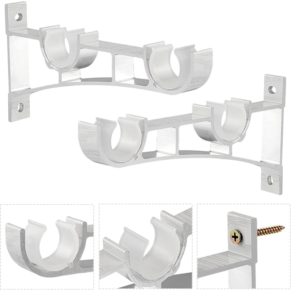 4 st Aluminiumlegering Gardinstångsfästen Dubbelfäste Gardin R