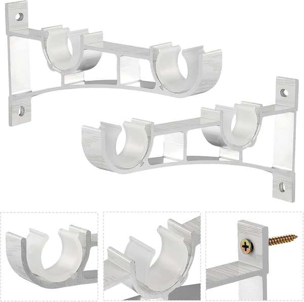 4 stk. Gardinstangsbeslag i aluminiumslegering Dobbelt beslag Gardin R