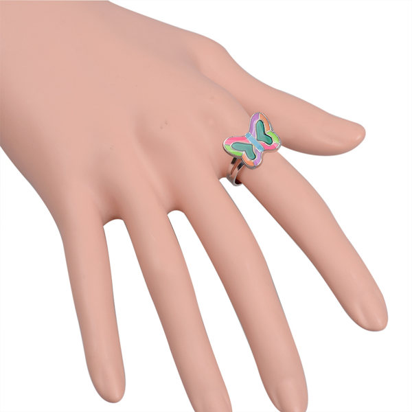 ##/5 stycken ringar med hjärtformad fjäril, geometrisk, färgväxlande##/
