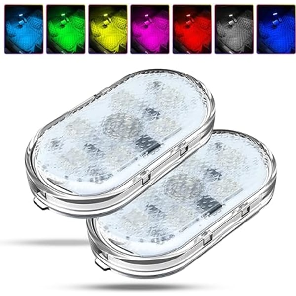 2 st RGB-bilar inre belysning, beröringsbrytare bil inre lampa, LED
