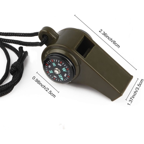 5-pack 3-i-1 Nödvändighetsvissla med Kompass och Termometer
