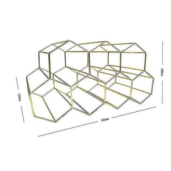 Metall Honungskaka Vinhylla Vinflaska Förvaring Bordskiva Hexagon 7 Flaskor Vinhållare Display