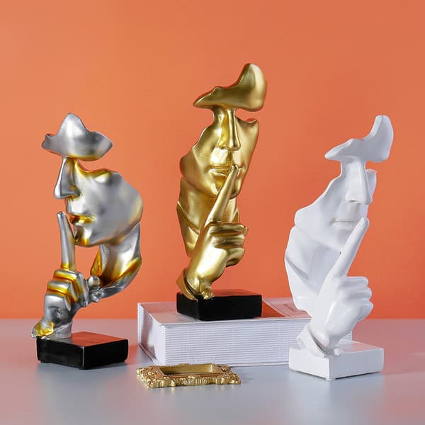 Modern Skulptur Guld Abstrakt Konst Figurer Vardagsrumsdekoration Par Gåva Inredning Staty Guld Resin