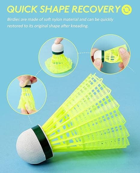 6-pak Nylon Badminton Shuttlecocks, Nylon Fjær Shuttle