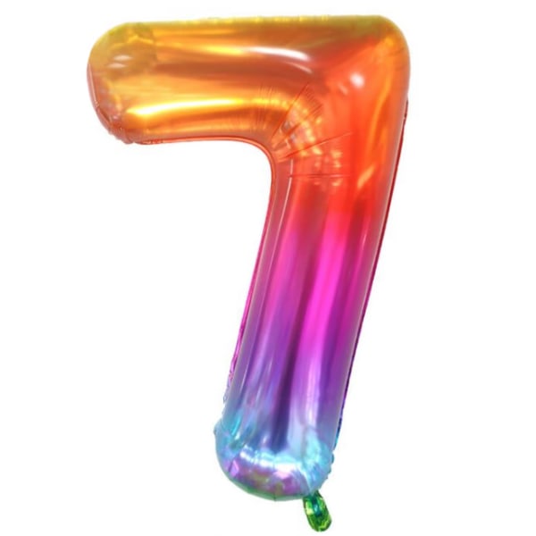 Fargerike 7-års bursdagsballonger - Stor tall 7 ballong Nummer 7