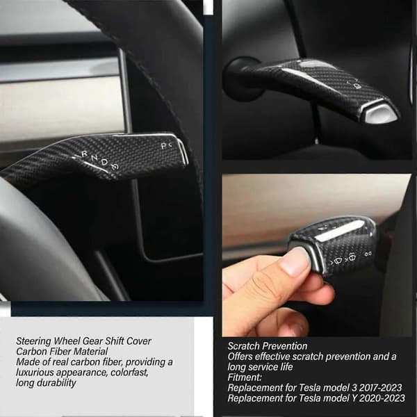 2 STK Rat Gear Shift Cover Ægte Kulfiber Ridsefast Udskiftning til Tesla Model 3 Y 3K Twill Mat