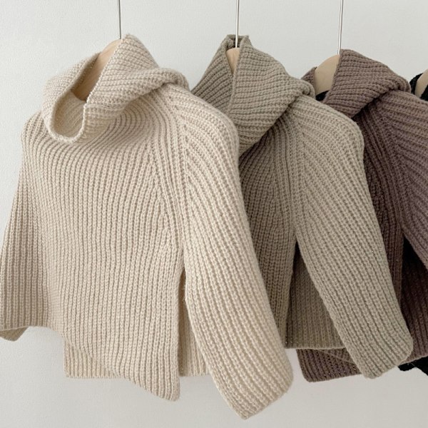 Hög krage slits scarf stickad ytterkläder ullstickad scarf
