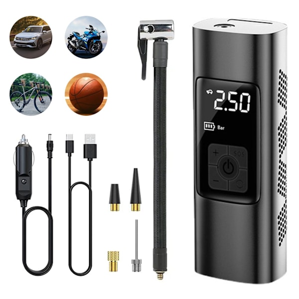 ##/Elektrisk pumpe Elektrisk luftpumpe med 6000mAh batteri 150PSI Bærbar##/