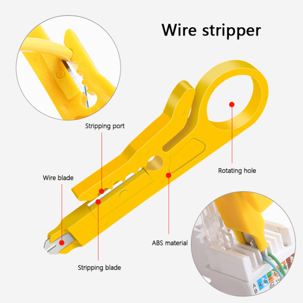 Portabel RJ45 RJ11 RJ12 Nätverksreparationsverktygsset med Kabeltestare