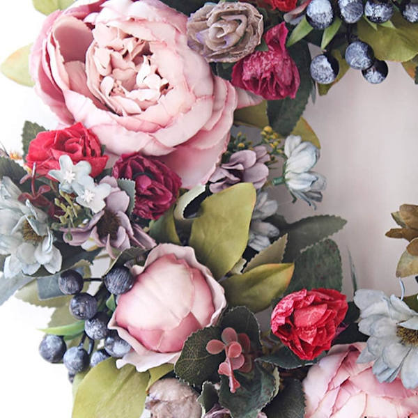 Dörrkrans, Konstgjorda Blommor Pionkrans - Fyra Säsonger Fram