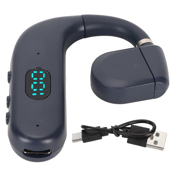Bluetooth Headset BT 5.3 Brusreducerande HD-samtal Lång Batteritid Enkel Öronsnäcka för Företag Sport Spel Blå