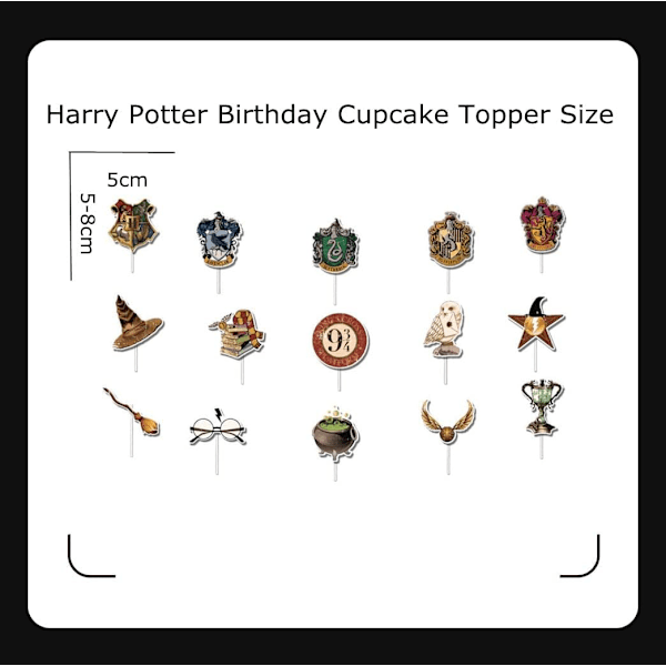 16 osaa Harry Potter -syntymäpäiväkakun koristeita, Onnea syntymäpäiväksi kakku