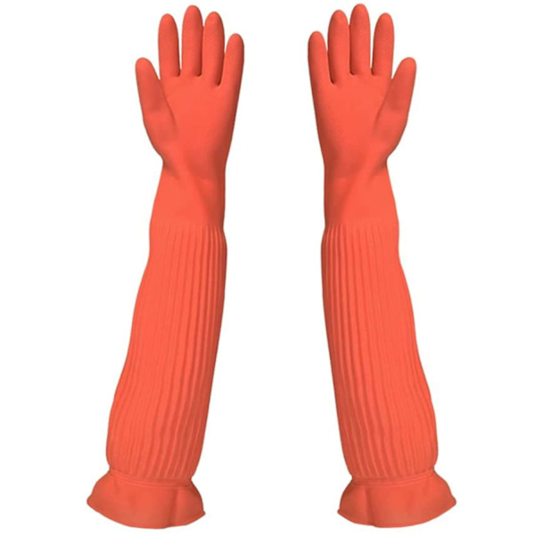 Långa Gummi Diskhanskar (L-56cm), Långärmade Hushålls Handskar