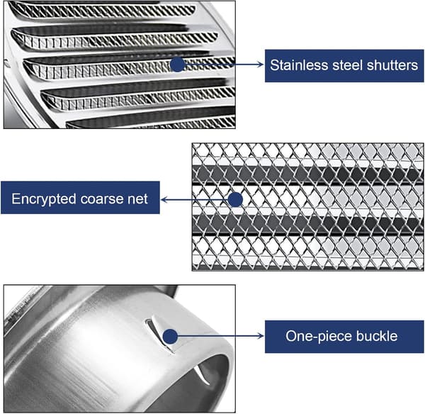 Ventilationsgitter 120mm Rund Rustfrit Stål Ventilation Gitter Ve