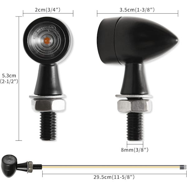 12V LED blinklys for motorsykler, 2 stk. Mini blinklys