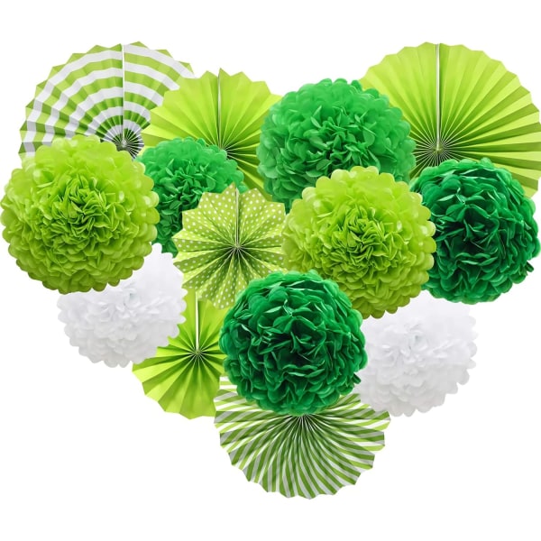 Grøn - Sæt med 14 stofbøjler til fester, bryllupper, fødselsdage