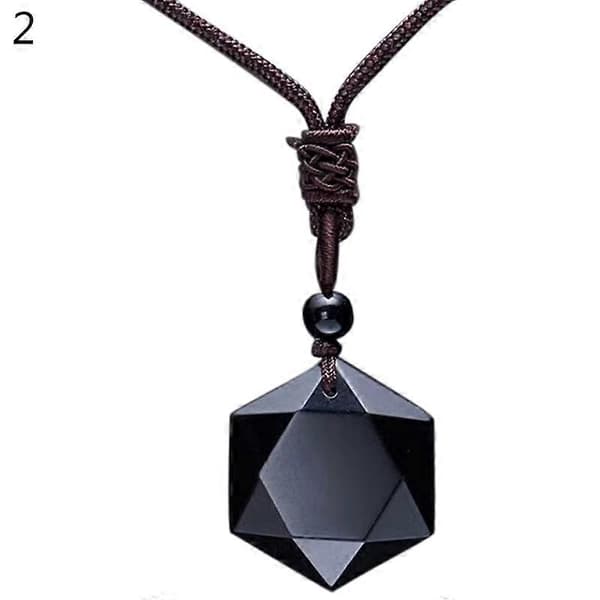 Unisex Mode Naturlig Energi Sten Hexagram Obsidian Halskæde Smykke Gave 2