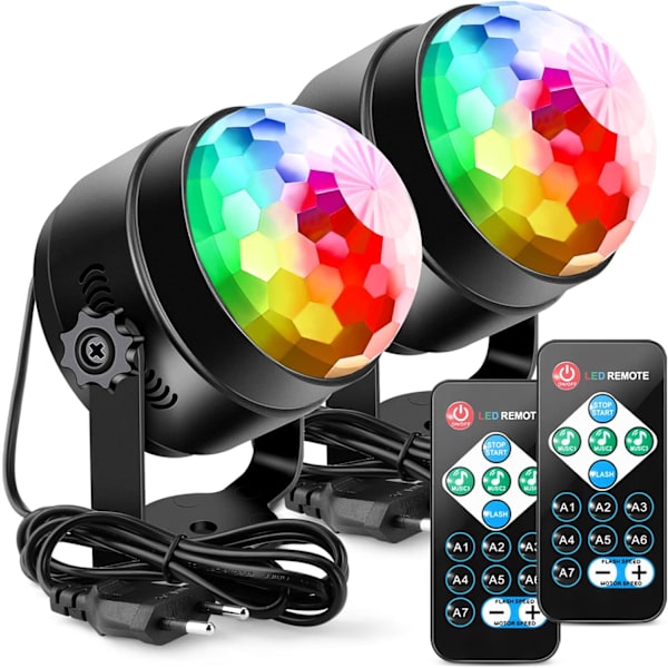 Discokugle 2-pak, Discokugle Stemme Styret Lys Fest 360° Rot