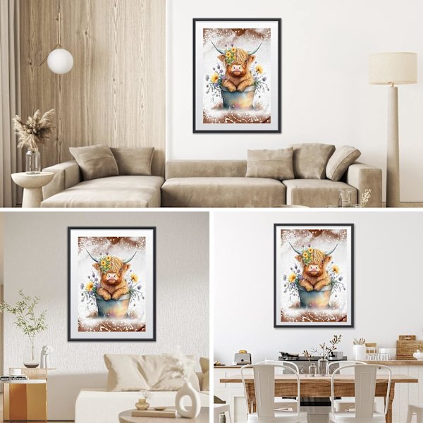 ##/5D Diamantmålning-DIY-30x40cm-Trendig Järnkanna Ko##/