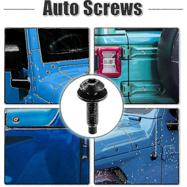 8 stk. Torx-skruer til hardtop til Jeep Wrangler Jk 2007-2018 Ekstra lange udskiftningsbolte til biler Rustfrit stål Sort
