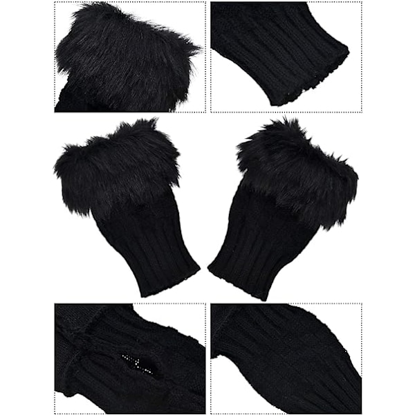 ##/(Sort + Mørkegrå) 2 Par Fingerløse Vinterhandsker Kort Touch##/