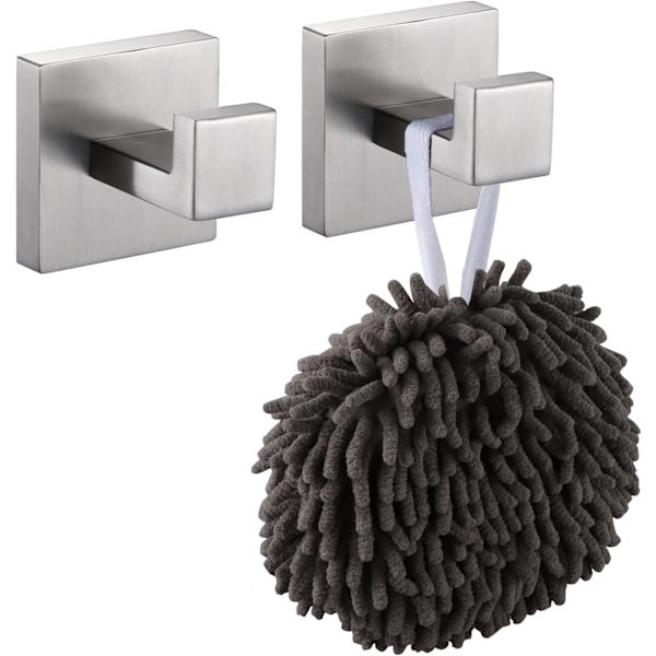 2-pack Kvadratiska Väggkrokar för Badrockar, Kappor, Badrum, Kök