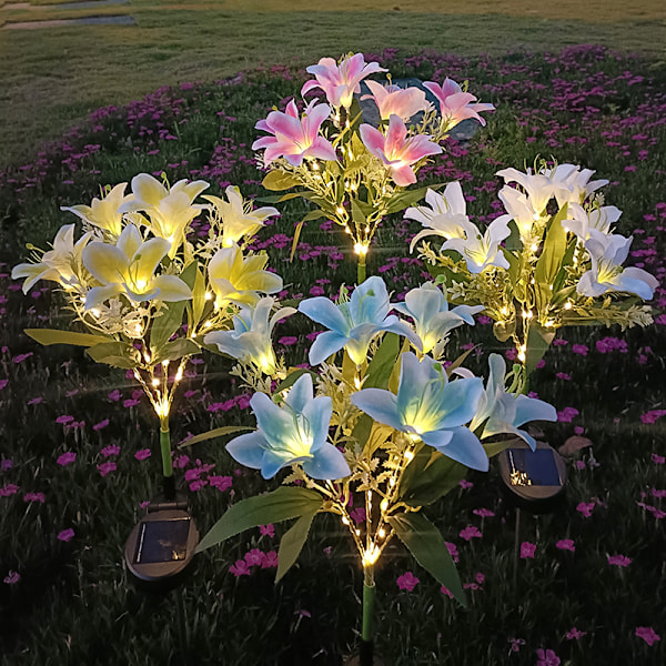 ##/Blå, solcelledrevet jordlampe LED simuleret blomsterlanterne##/