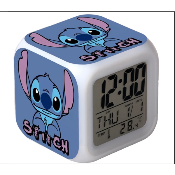 Liten 3\" 8cm, sydd, animerad, spjälsäng LED digital väckarklocka