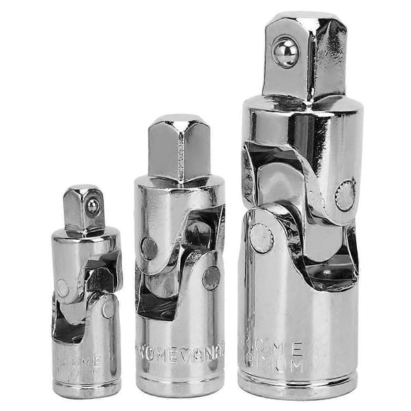 3 stk. universalledd CR V stål speilpolert herdet adapter 1/4in 3/8in 1/2in