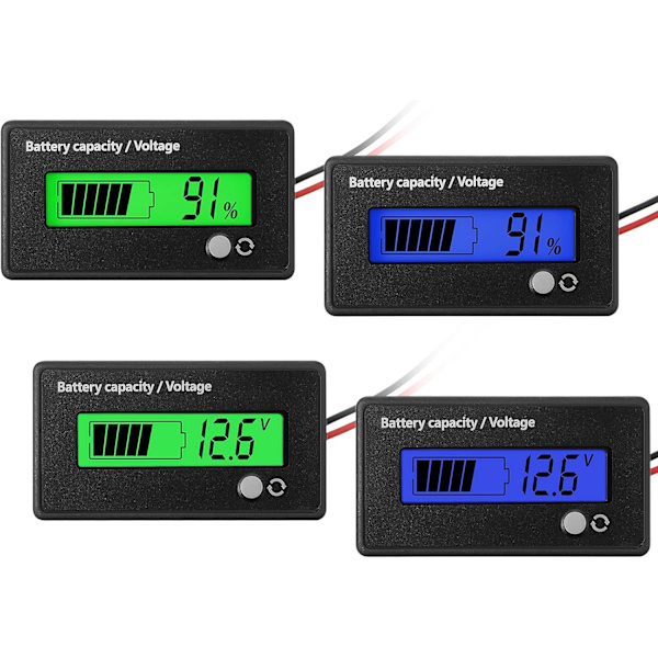 ##/4 st DC 12V 24V 36V 48V 72V Batterimätare med Alarm, Batterikåpa##/
